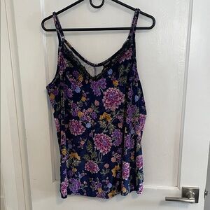 Torrid Velvet Floral Lace Trim Cami Top